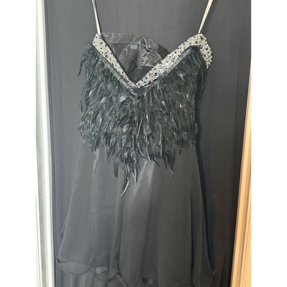 Atelier Alyce Black Strapless Tulle Dress Party Black Swan Feather Whimsigoth 6 - Picture 11 of 13